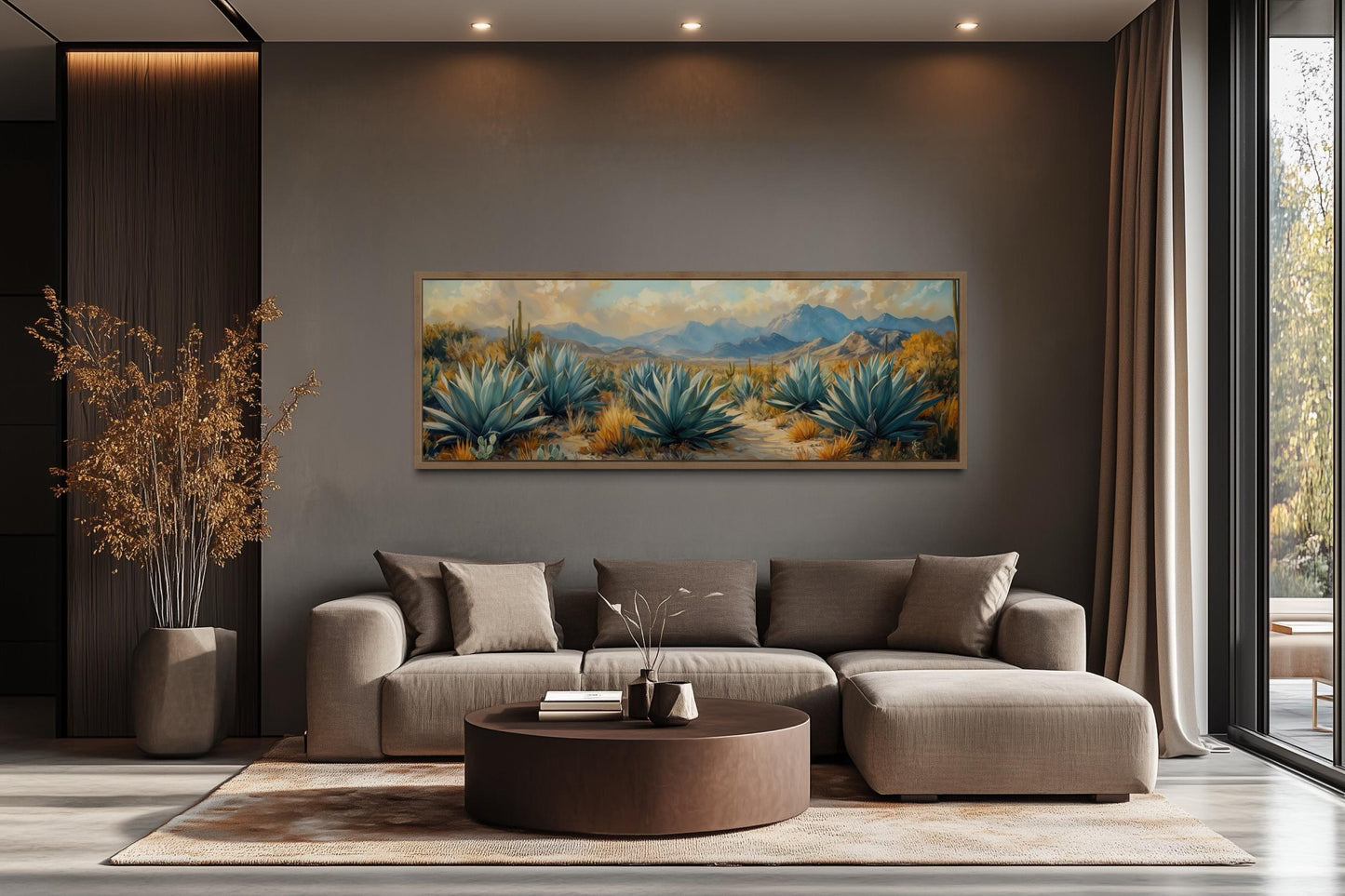 Desert Agave Long Horizontal Southwestern Wall Decor Canvas Wall Art