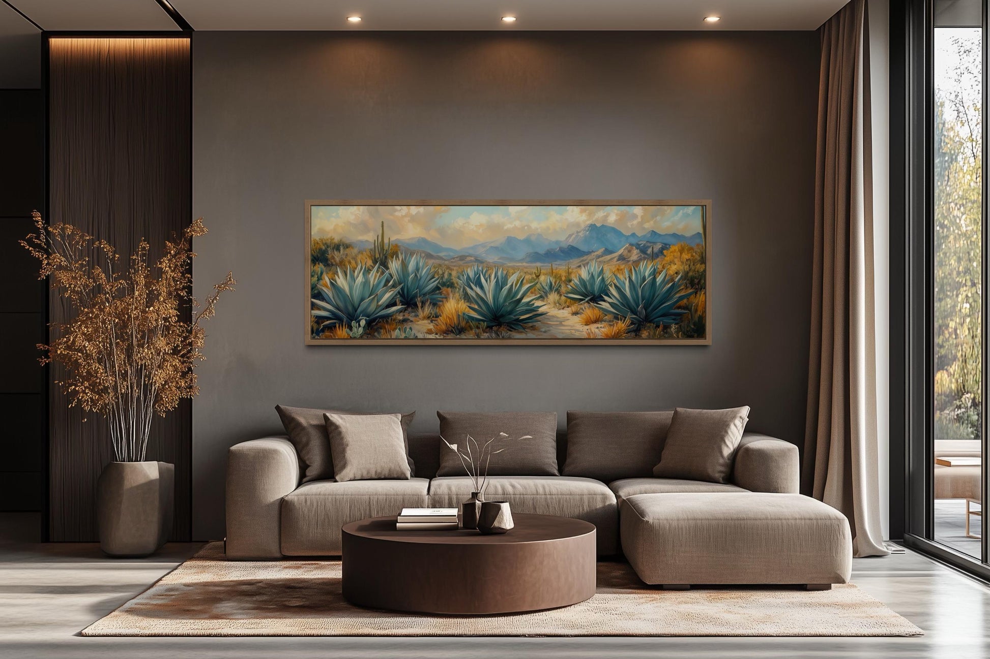 Desert Agave Long Horizontal Southwestern Wall Decor Canvas Wall Art