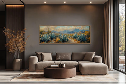 Desert Agave Long Horizontal Southwestern Wall Decor Canvas Wall Art