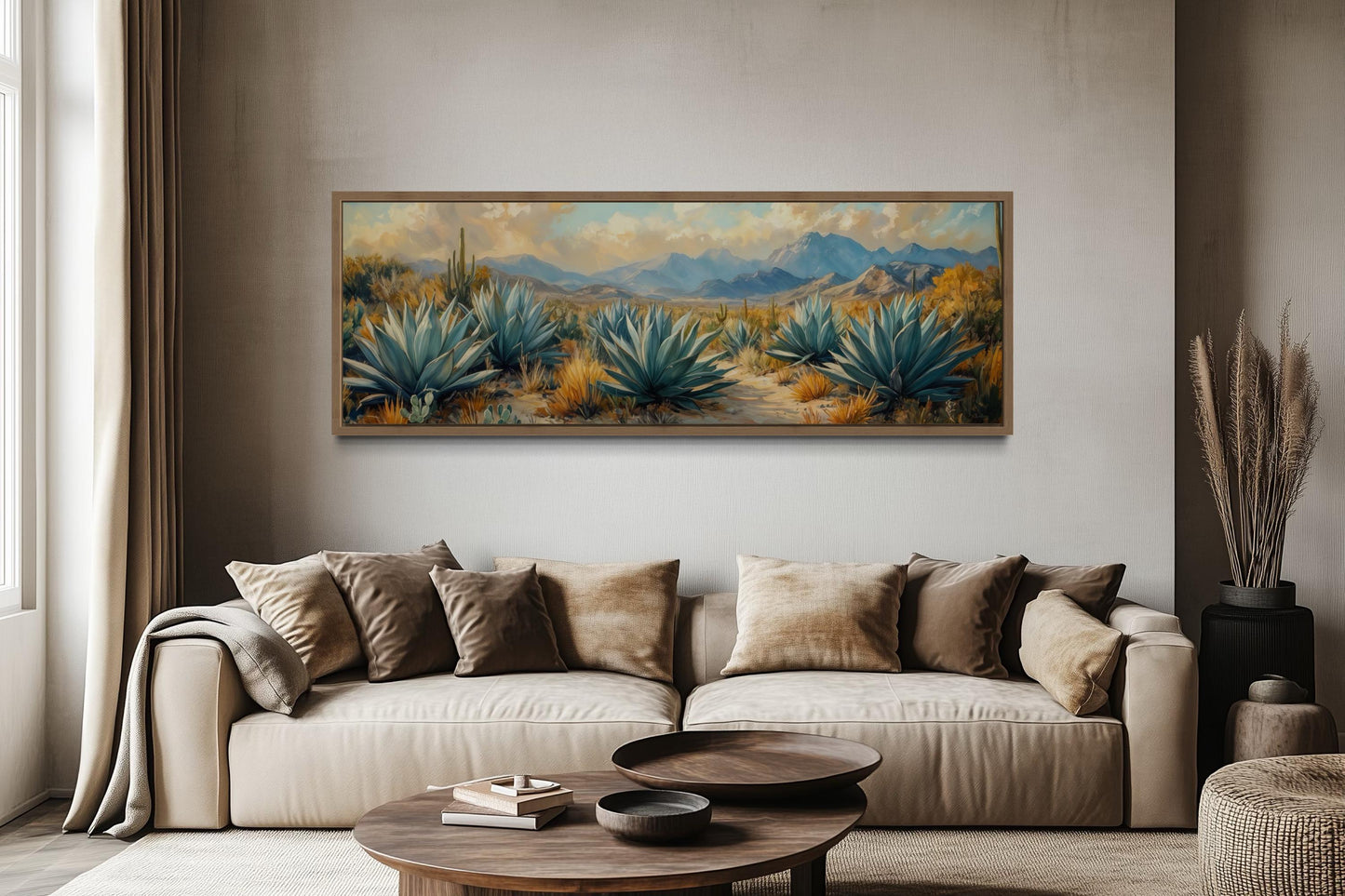 Desert Agave Long Horizontal Southwestern Wall Decor Canvas Wall Art