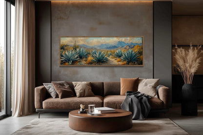 Desert Agave Long Horizontal Southwestern Wall Decor Canvas Wall Art