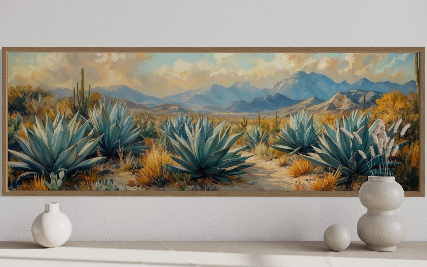 Desert Agave Long Horizontal Southwestern Wall Decor Canvas Wall Art