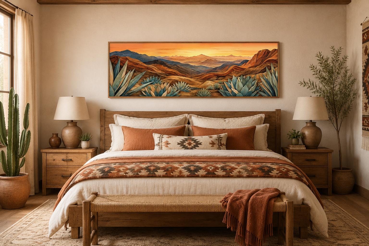 Desert Agave Wall Art - Southwest Canvas Print | Terracotta Decor for Living Room