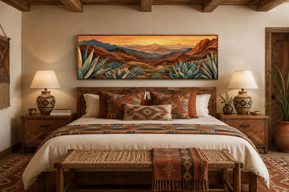 Desert Agave Wall Art - Southwest Canvas Print | Terracotta Decor for Living Room