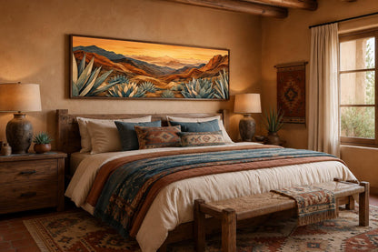 Desert Agave Wall Art - Southwest Canvas Print | Terracotta Decor for Living Room