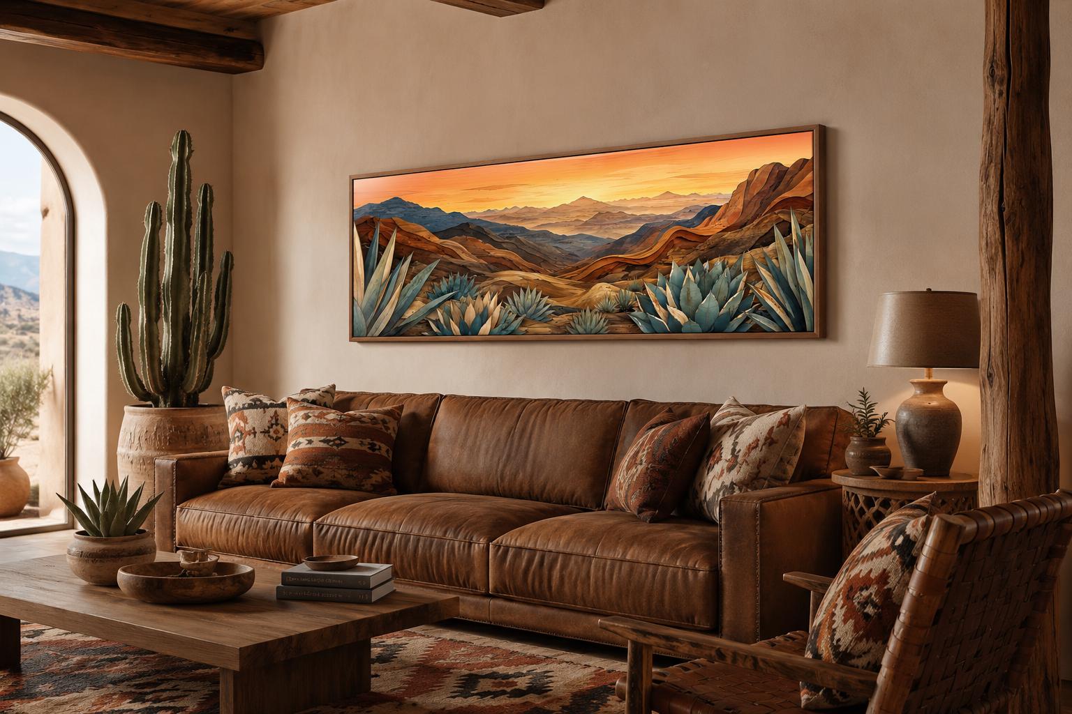 Desert Agave Wall Art - Southwest Canvas Print | Terracotta Decor for Living Room