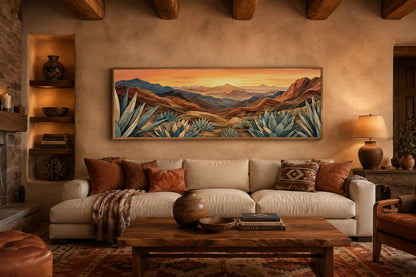 Desert Agave Wall Art - Southwest Canvas Print | Terracotta Decor for Living Room