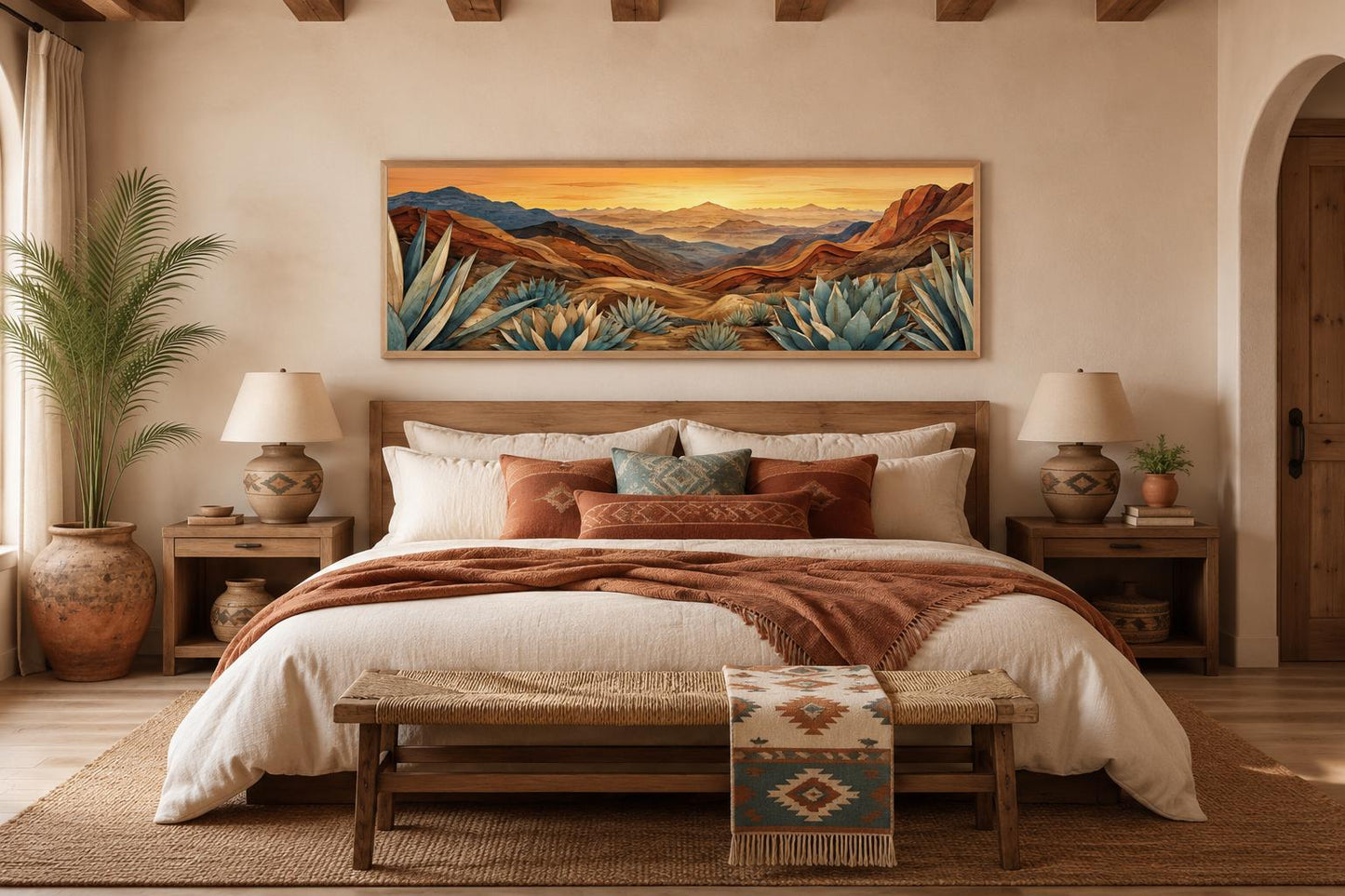 Desert Agave Wall Art - Southwest Canvas Print | Terracotta Decor for Living Room