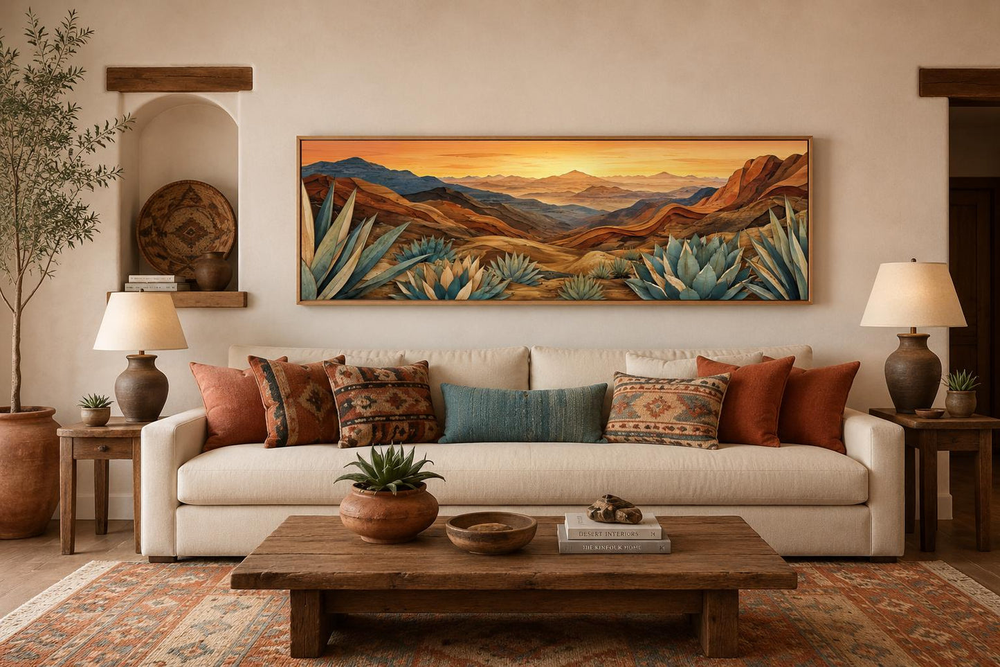 Desert Agave Wall Art - Southwest Canvas Print | Terracotta Decor for Living Room