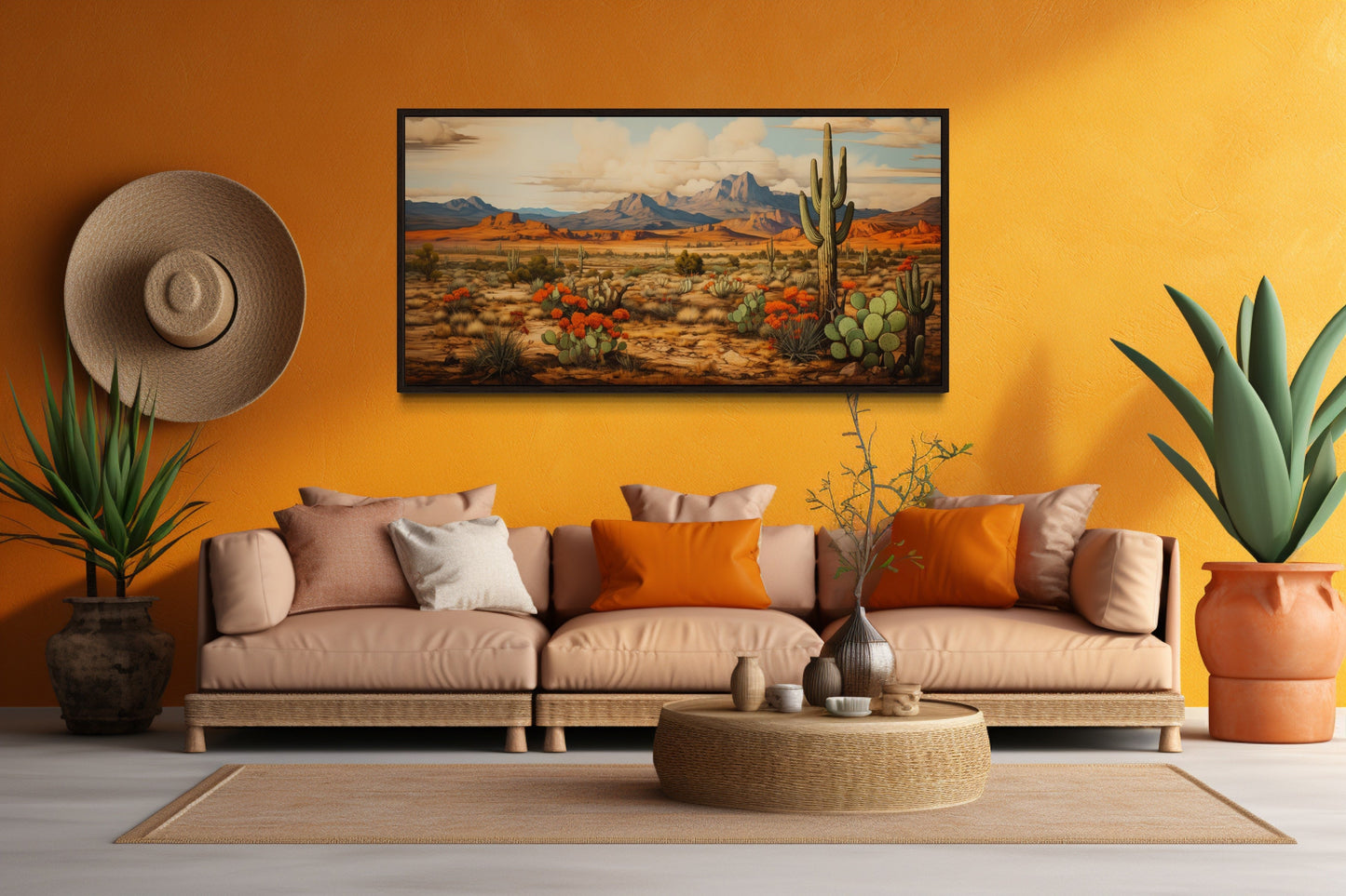 Desert Landscape Extra Large Southwestern Framed Canvas Wall Decor