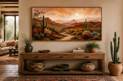 Desert Mountain Wall Art - Southwest Canvas Wall Art for Rustic Living Room Decor