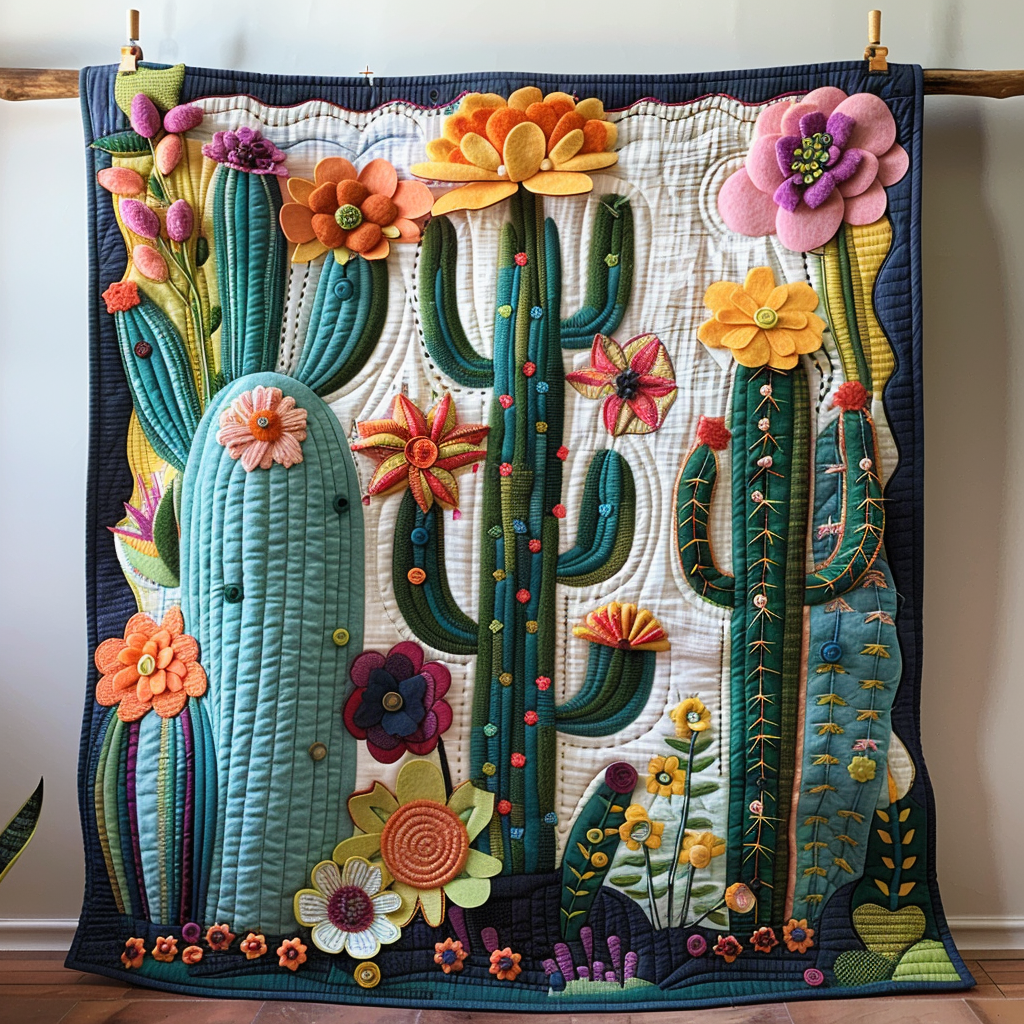 Desert Blooms Delight Quilted Blanket - Throw (55" x 60")