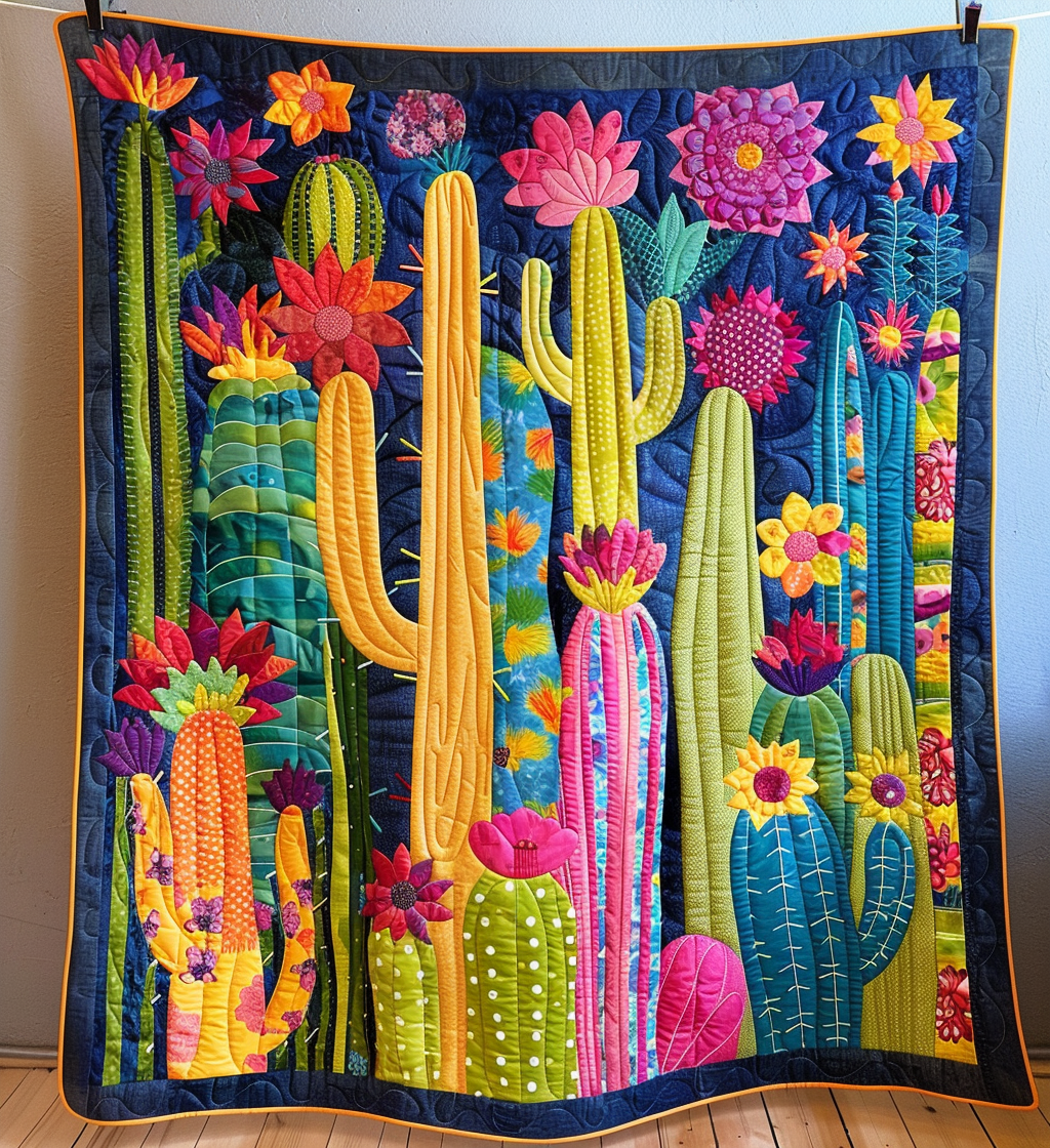 Desert Flora Fiesta Quilted Blanket - Throw (55" x 60")