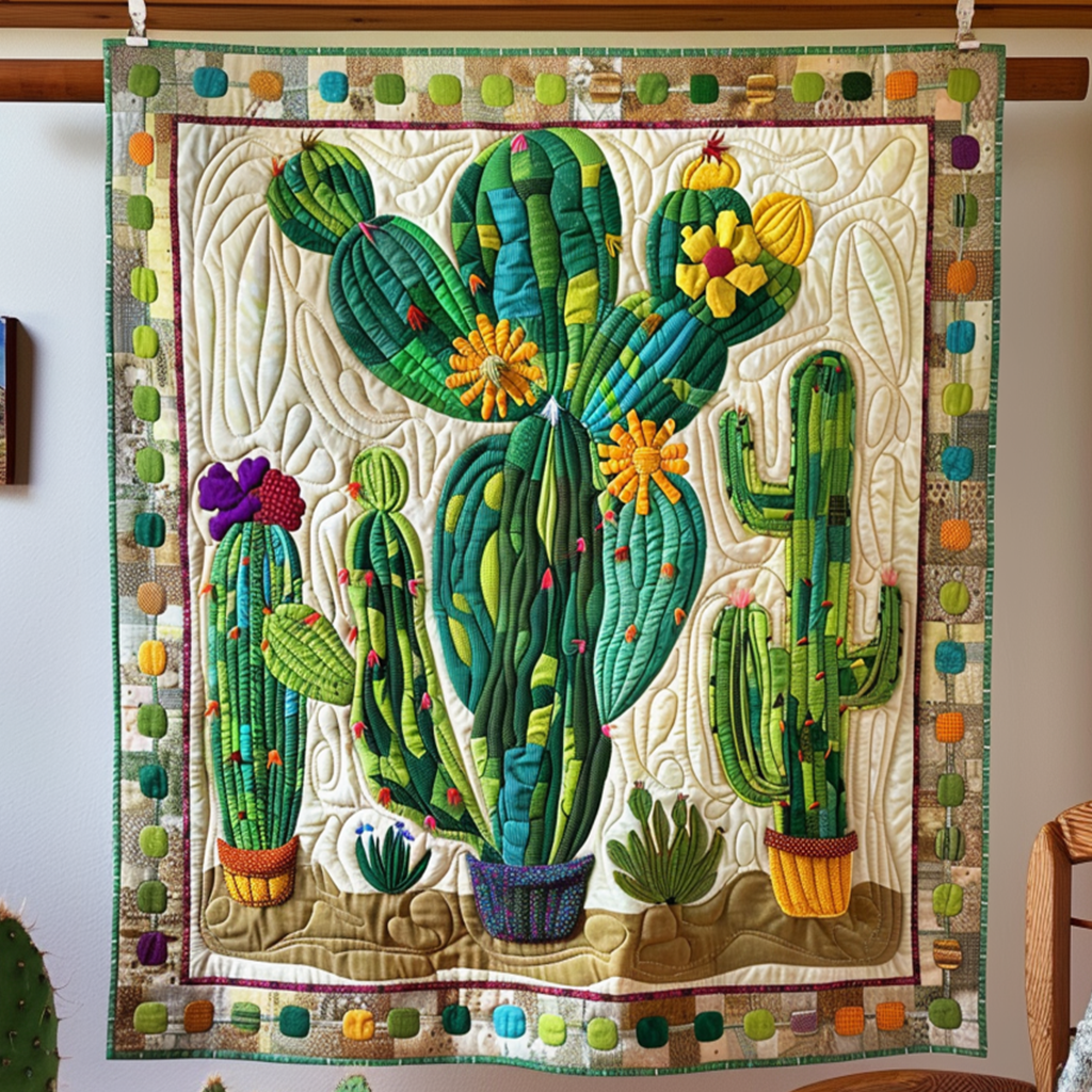 Desert Flora Quilted Blanket - Throw (55" x 60")