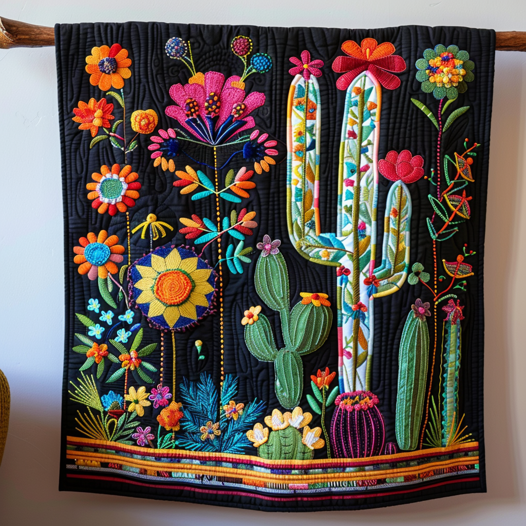 Desert Garden Melody Quilted Blanket - Throw (55" x 60")