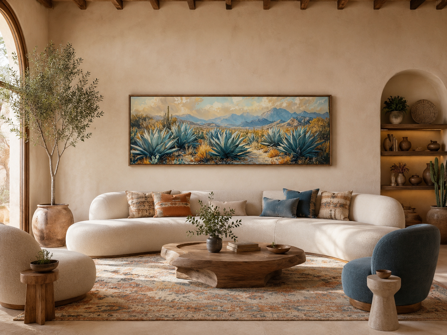 Desert Agave Long Horizontal Southwestern Wall Decor Canvas Wall Art