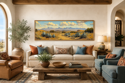 Agave In The Desert Long Horizontal Framed Canvas Wall Art