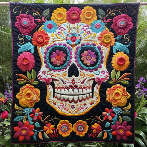 Dia De Los Muertos Quilted Blanket - Throw (55" x 60")