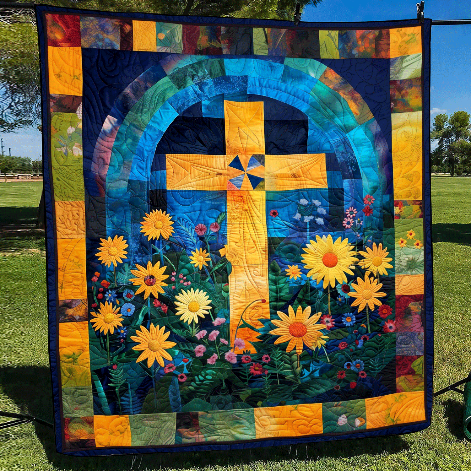 Throw (55'' x 60'') /Blossoming Faith Quilted Blanket
