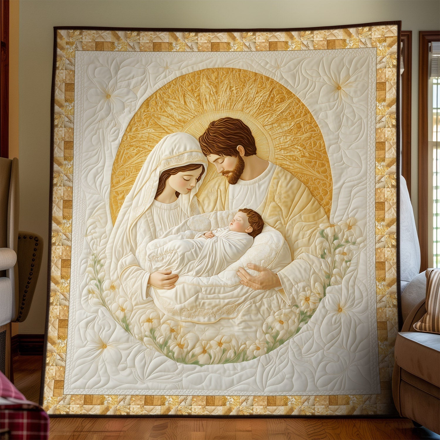 Divine Nativity Quilted Blanket - Throw (55" x 60")