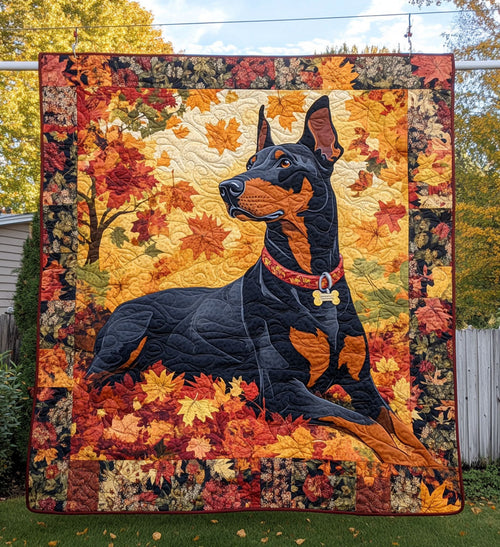 Doberman Guardian Quilted Blanket - Throw (55" x 60")