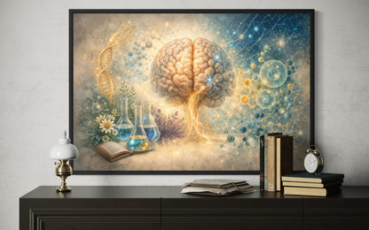 Doctor Office Decor - Medical Brain Wall Art DNA Science Illustration