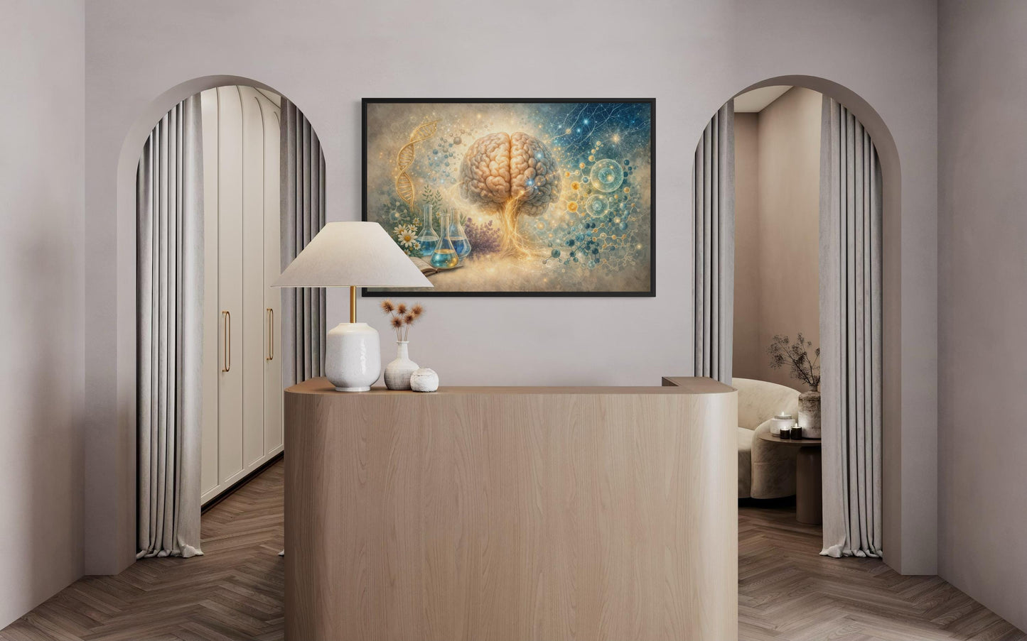 Doctor Office Decor - Medical Brain Wall Art DNA Science Illustration