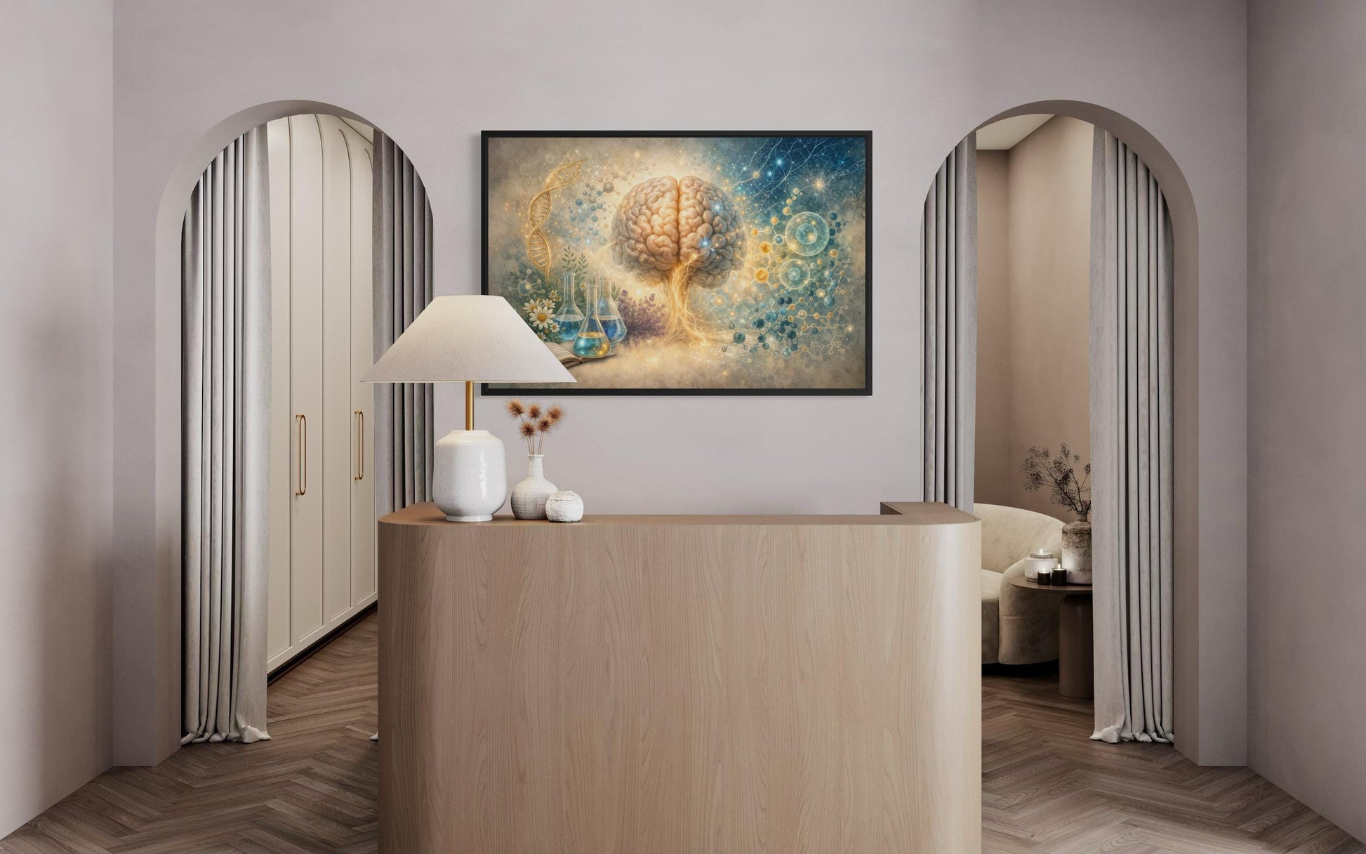 Doctor Office Decor - Medical Brain Wall Art DNA Science Illustration