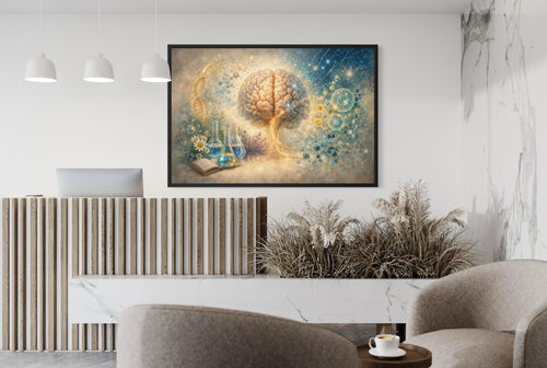 Doctor Office Decor - Medical Brain Wall Art DNA Science Illustration