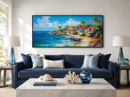 Dominican Republic Beach Painting Canvas Wall Art