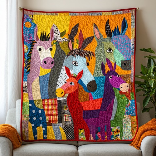 Donkey Delight Quilted Blanket - Throw (55" x 60")