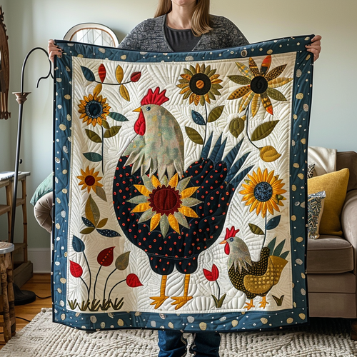 Dot Chicken Quilted Blanket - Throw (55" x 60")