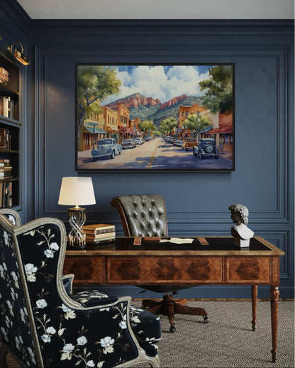 Downtown Sedona Arizona Framed Canvas Wall Art
