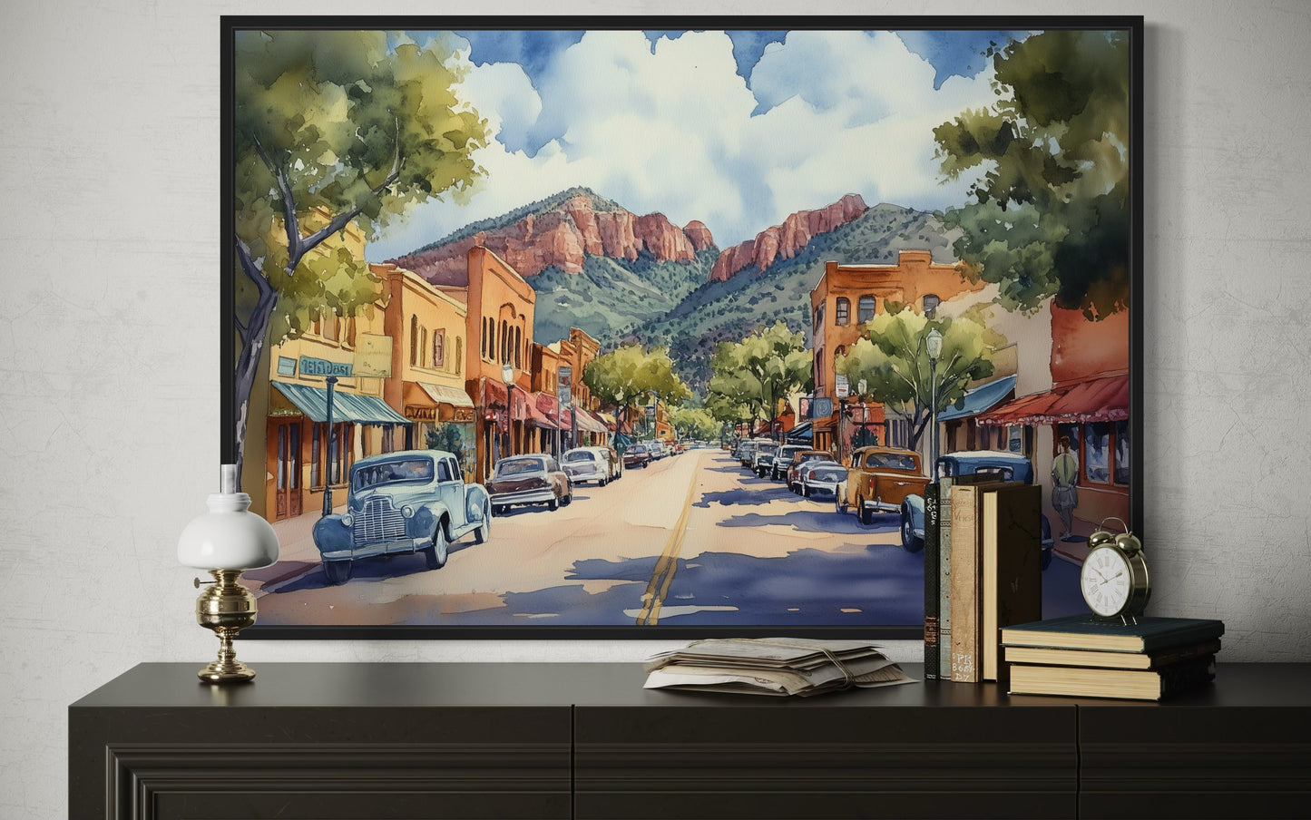 Downtown Sedona Arizona Framed Canvas Wall Art
