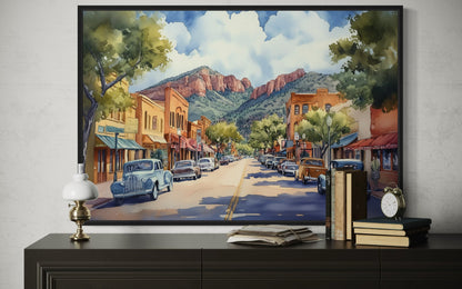 Downtown Sedona Arizona Framed Canvas Wall Art