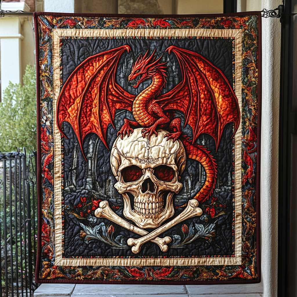 Throw (55'' x 60'') /Dragon Skull Throne Quilted Blanket