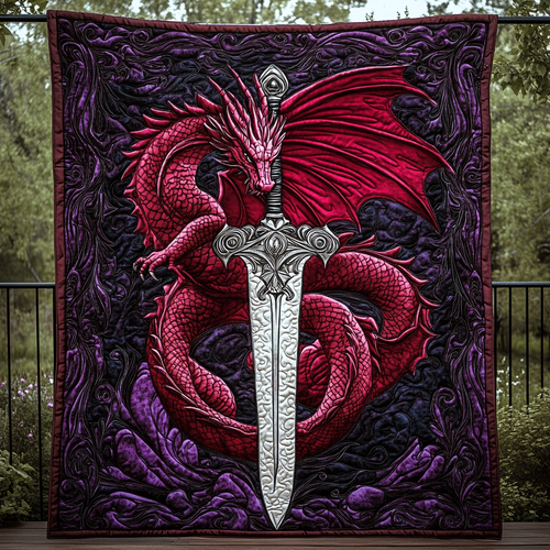 Dragon Sword Quilted Blanket - Throw (55" x 60")