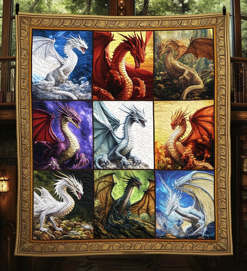 Dragon Symphony Quilted Blanket - Throw (55" x 60")