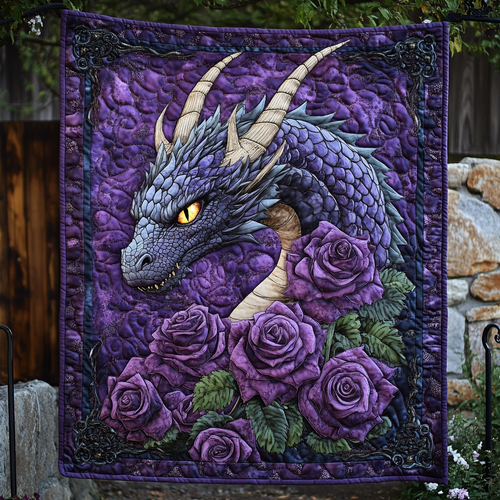 Dragon Violet Quilted Blanket - Throw (55" x 60")