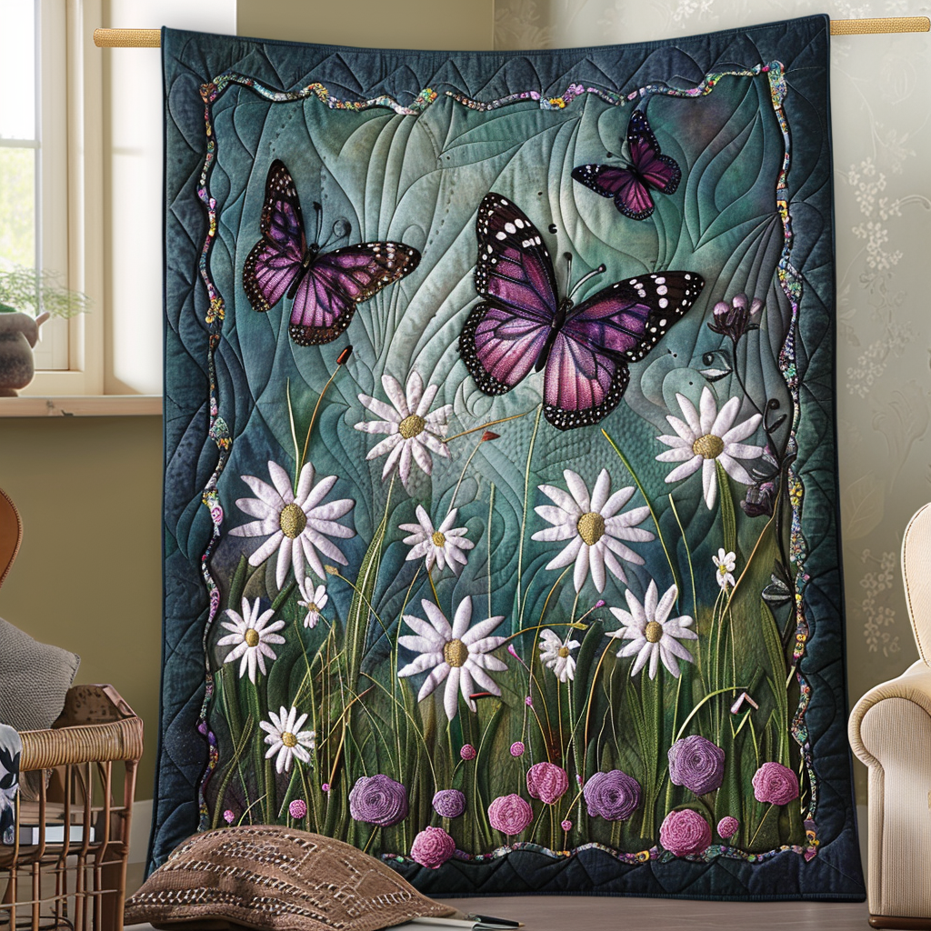 Dreamy Butterflies Quilted Blanket - Throw (55" x 60")