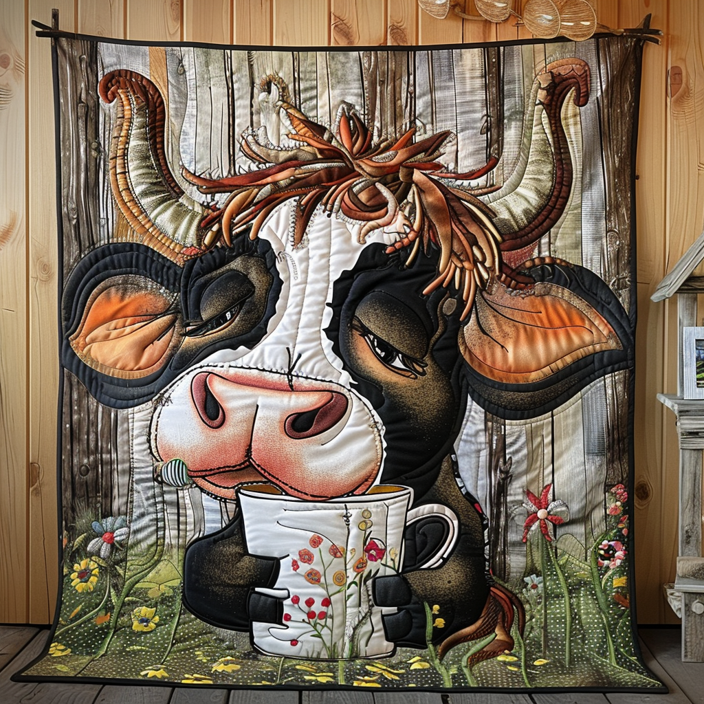 Dreamy Cow Quilted Blanket - Throw (55" x 60")