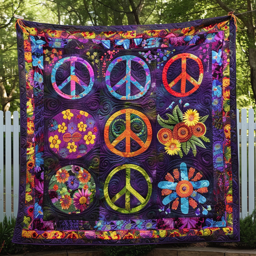 Dreamy Hippie Quilted Blanket - Throw (55" x 60")