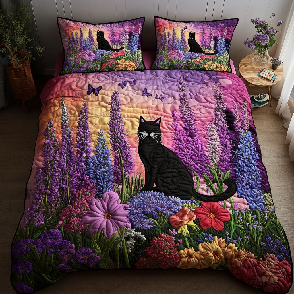 Dreamy Cats 3-Piece Quilted Bedding Set - Single (59" x 70")