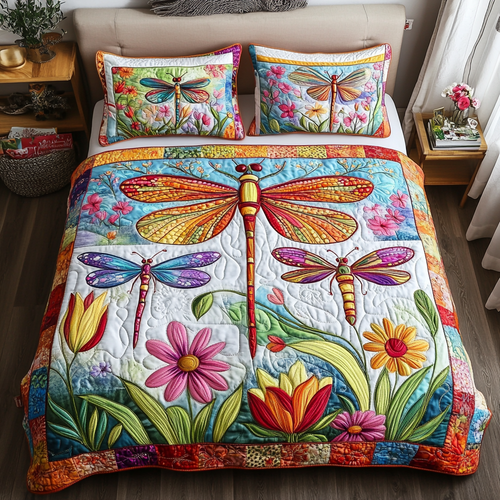 Dreamy Flora 3-Piece Quilted Bedding Set - Single (59" x 70")