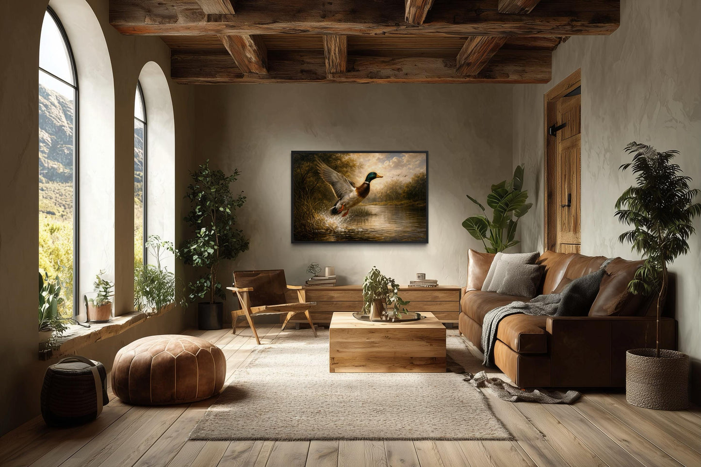 Duck Wall Art - Mallard & River Scene Canvas Print - Rustic Cabin Decor