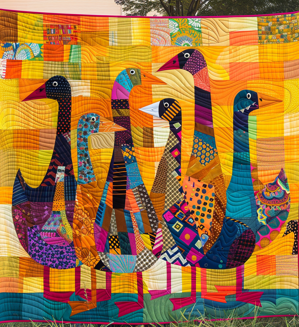 Duck Duck Duck Quilted Blanket - Throw (55" x 60")