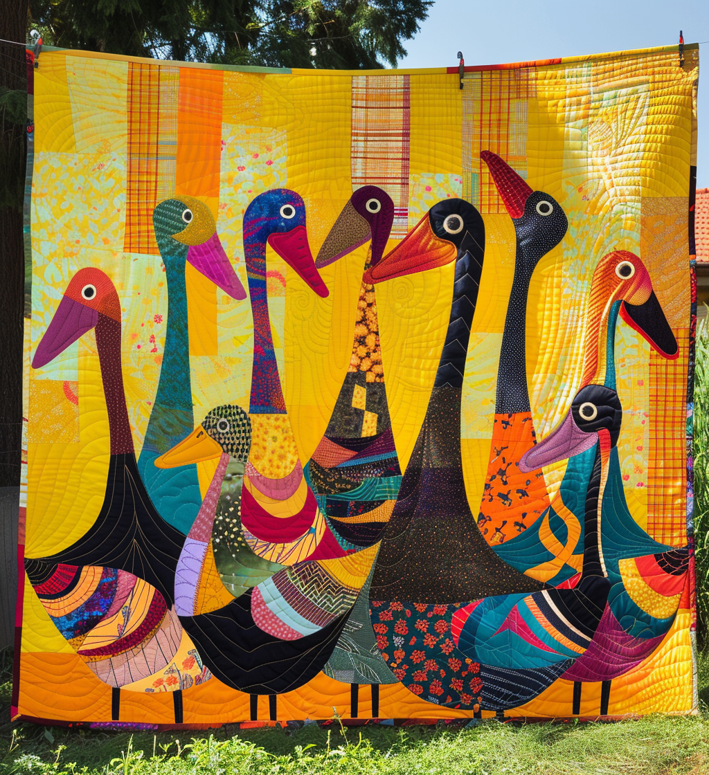 Duck Duck Goose Quilted Blanket - Throw (55" x 60")
