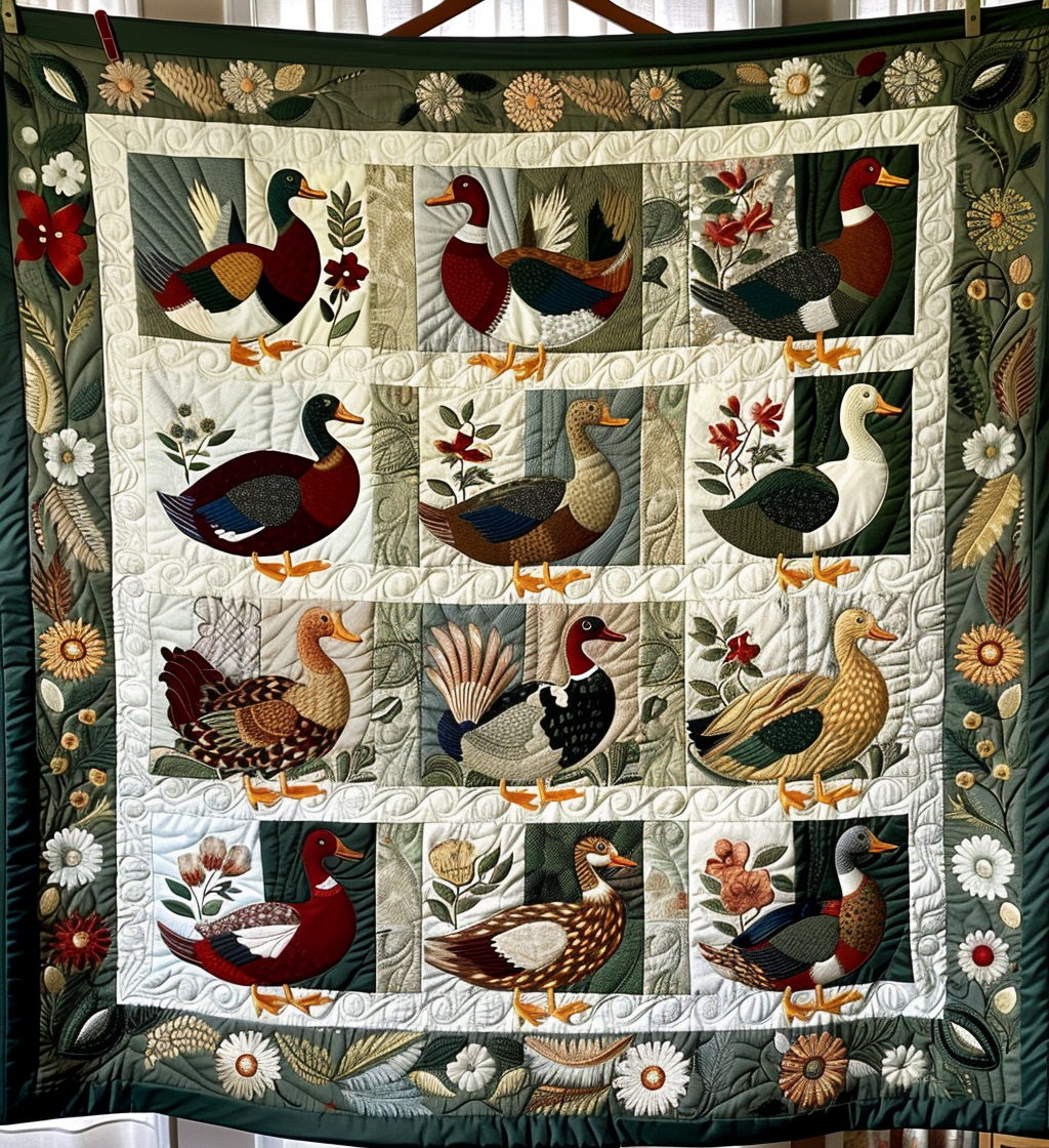 Duck Farm Quilted Blanket - Throw (55" x 60")