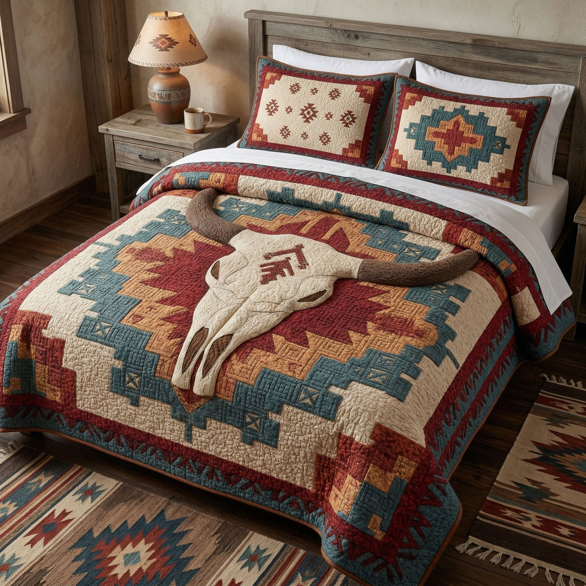 Dusty Skull 3-Piece Quilted Bedding Set - Single (59" x 70")