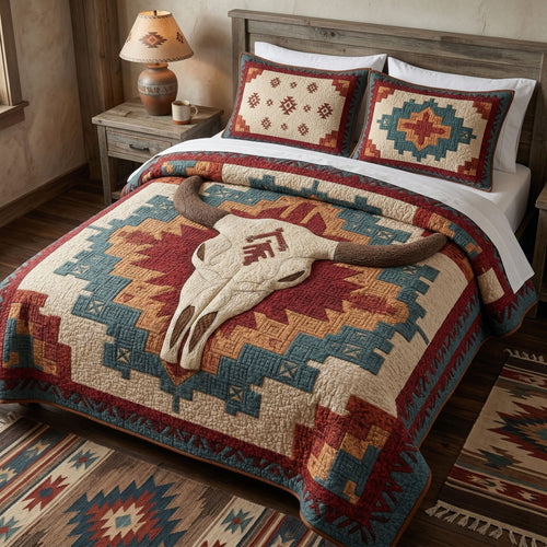 Dusty Skull 3-Piece Quilted Bedding Set - Single (59" x 70")